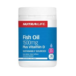 Nutra Life Fish Oil 1500mg + Vit D        180 Capsules